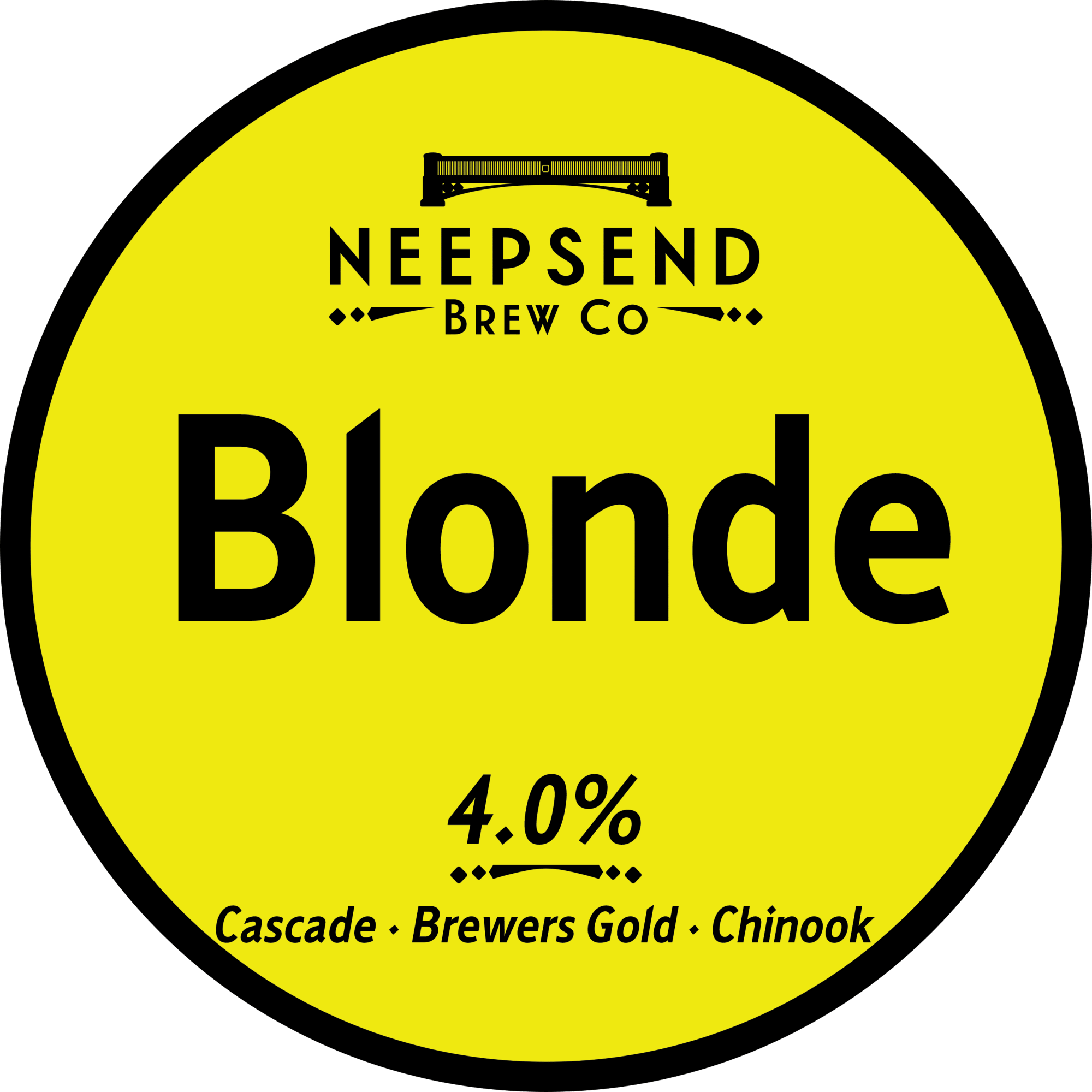 - Blonde Our flagship session ale. Mellow and easy drinking pale with a dry finish. Hopped with Brewers Gold, Chinook and Cascade.